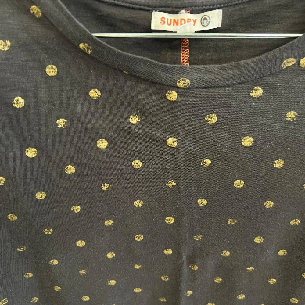 Sundry- Women's Black Tee with Golden Polka Dots-  Size 0 (XS) - Picture 4 of 6